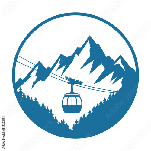 Mountain gondola ride illustration