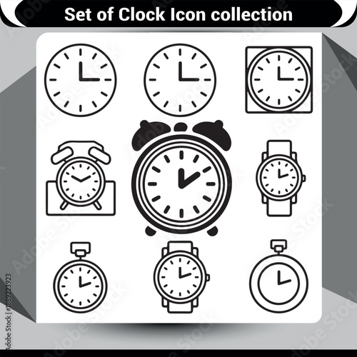 Free Download Collection of Clock Icons: Alarm, Wristwatch, and Stopwatch Designs in Black and White Outline Style - GFXLoad