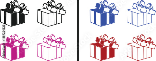 Gift box icons for surprise celebration and holiday presents vector illustration