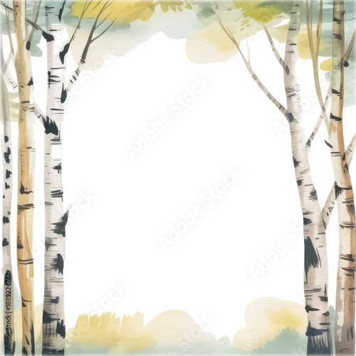 Watercolor painted trees frames
