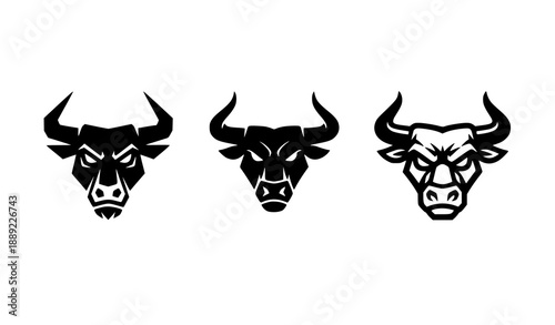 Angry bull logo vector illustration with powerful aggressive bull design