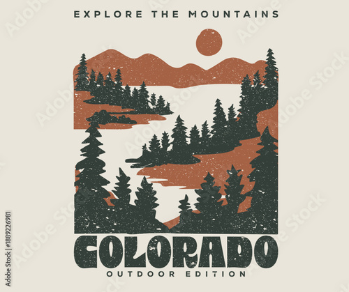 Fotografia Colorado mountain adventure artwork for apparel, sticker, batch, background, poster and others