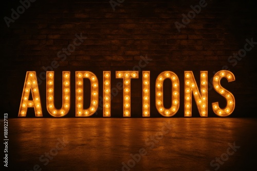 Exciting auditions event theatre stage lighting display dramatic view performing arts concept