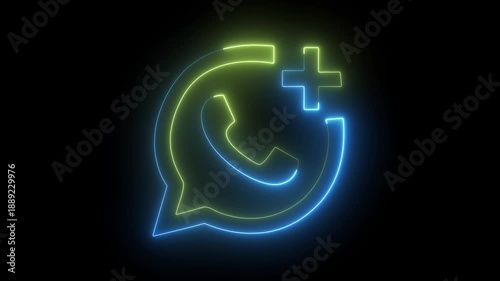 Modern Neon WhatsApp Plus Logo Animation - Electric Blue Communication Icon