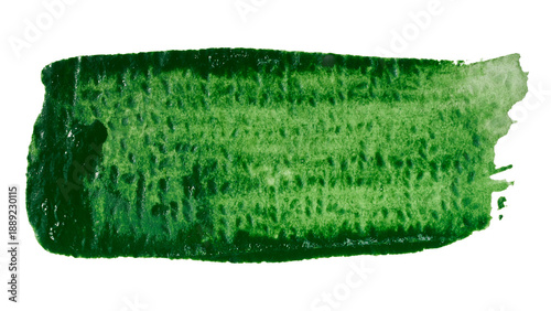 A broad horizontal brushstroke of green gouache or acrylic, pronounced grainy texture, uneven pigment distribution