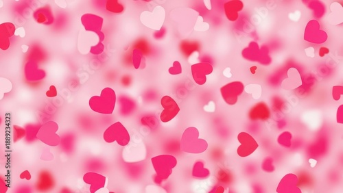 Romantic scattered heart shapes on pink background for Valentine's day or love theme