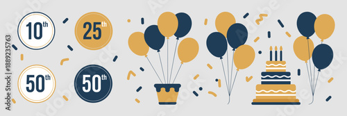 Corporate anniversary celebration icons – Perfect for business events.