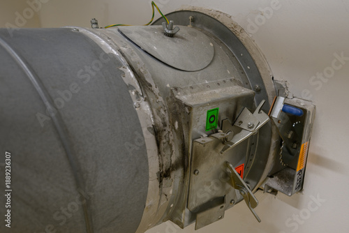 Billede på lærred Safety fire dampers on ventilation ducting.