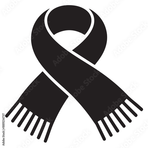 Knitted scarf accessory icon symbolizing winter warmth fashion accessory or awareness ribbon loop design element