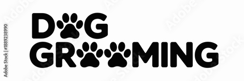 Modern dog grooming typography logo – Perfect for mobile pet grooming vans, social media headers, or business logos.