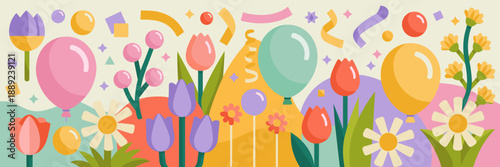 Floral spring celebration vector – Perfect for garden party ads.