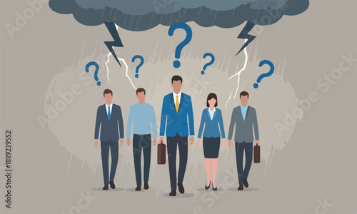 Having bad day, target ,meeting teams together depression, failure feeling bad or difficulty, having problem and trouble concept, depressed wet businessman walking in raining thunderstorm