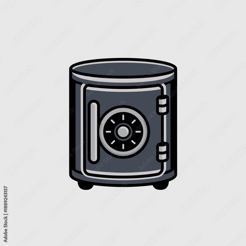 Fototapeta premium Metal safe box icon with silver dial – Great for wealth preservation, secure storage, or banking technology.