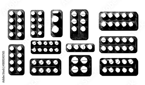 3D medical blister pack and pill set for pharmacy and healthcare design