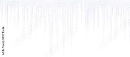 Fotografie Realistic long icicles border with various shapes and lengths hanging on checker