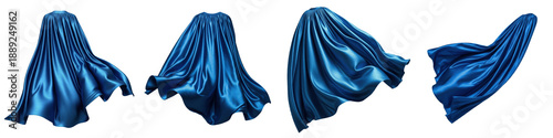 Foto Realistic Flying Blue Silk Fabric Collection Featuring Dynamic Swirling and Drap