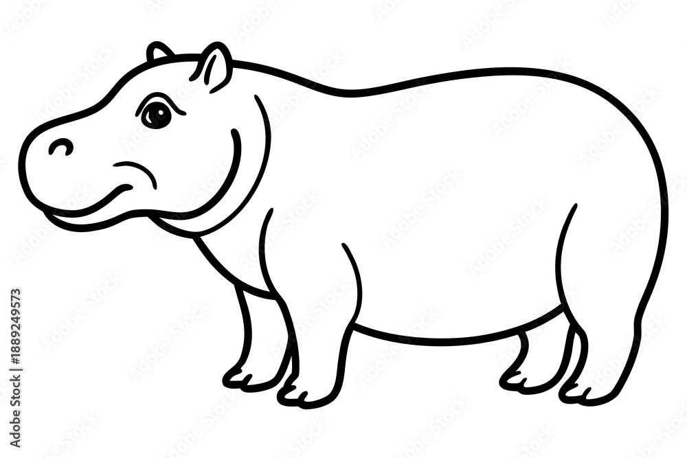 Obraz premium Hippopotamus line art victor art white background svg