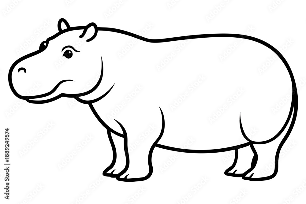 Obraz premium Hippopotamus line art victor art white background svg