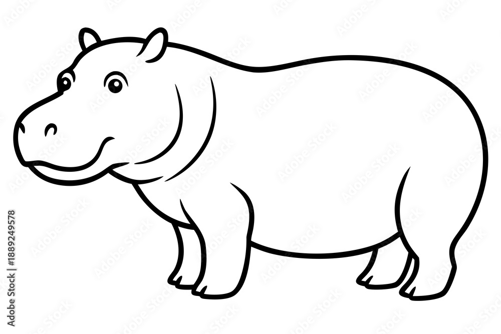 Obraz premium Hippopotamus line art victor art white background svg