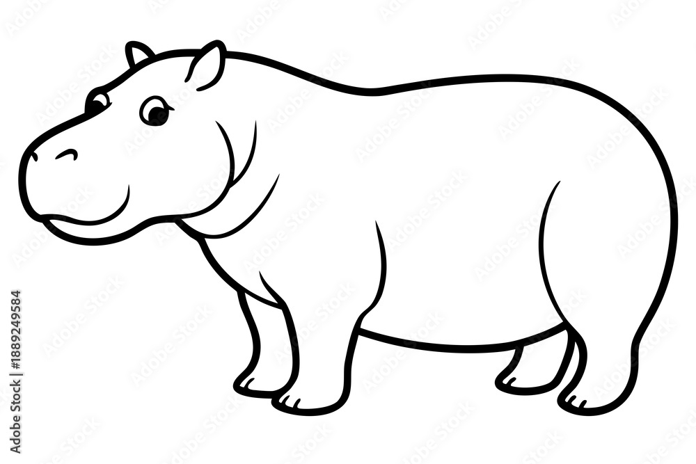 Fototapeta premium Hippopotamus line art victor art white background svg