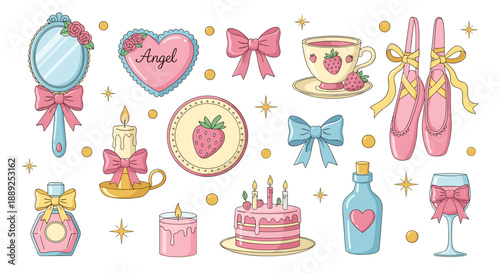Girly Dreams: Pastel Kawaii Aesthetic Illustration