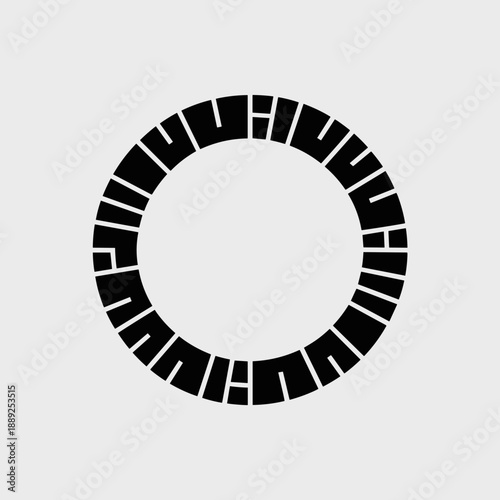 Black segmented circle perimeter – Suitable for modern graphic design.
