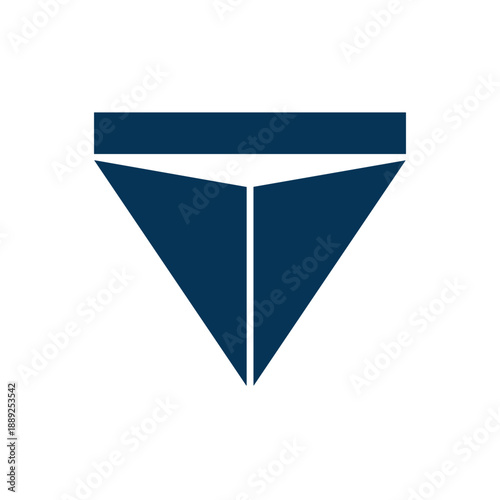 Sharp navy blue truncated geometric shape - Suitable for technical manuals, abstract backgrounds, or vector patterns.