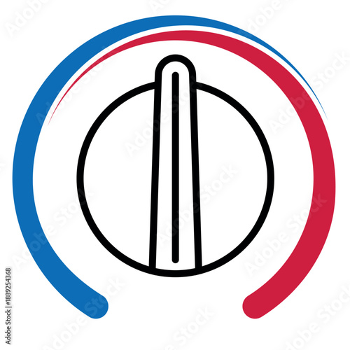 HVAC Temperature Control Icon with Red Blue Climate Dial Symbol