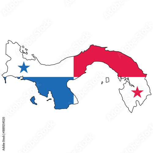 Outlined Panama map filled with flag design for national pride visuals