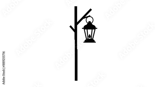 black silhouette of a hanging lantern.