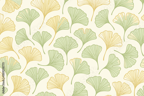 Design featuring ginkgo leaves on a light background with various colors and patterns for decoration or craft projects