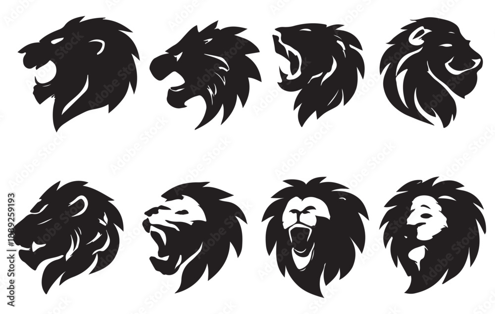 Obraz premium Lion Head Silhouette Set