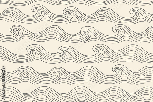 Waves in a repeating pattern on a light background showing lines and curves without colors or depth