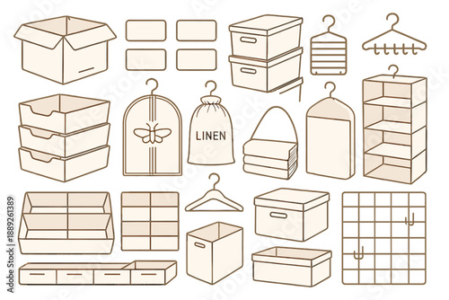 Different types of storage boxes and organizers for homes and offices showing various designs and forms