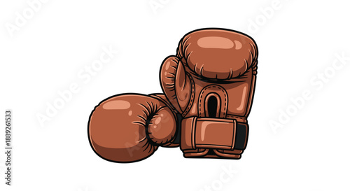 Pair of vintage brown leather boxing gloves, isolated on a white background, symbolizing combat sports and training.