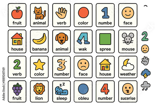Children enjoy a fun game as they learn words related to animals, colors, and numbers in a classroom setting during daytime