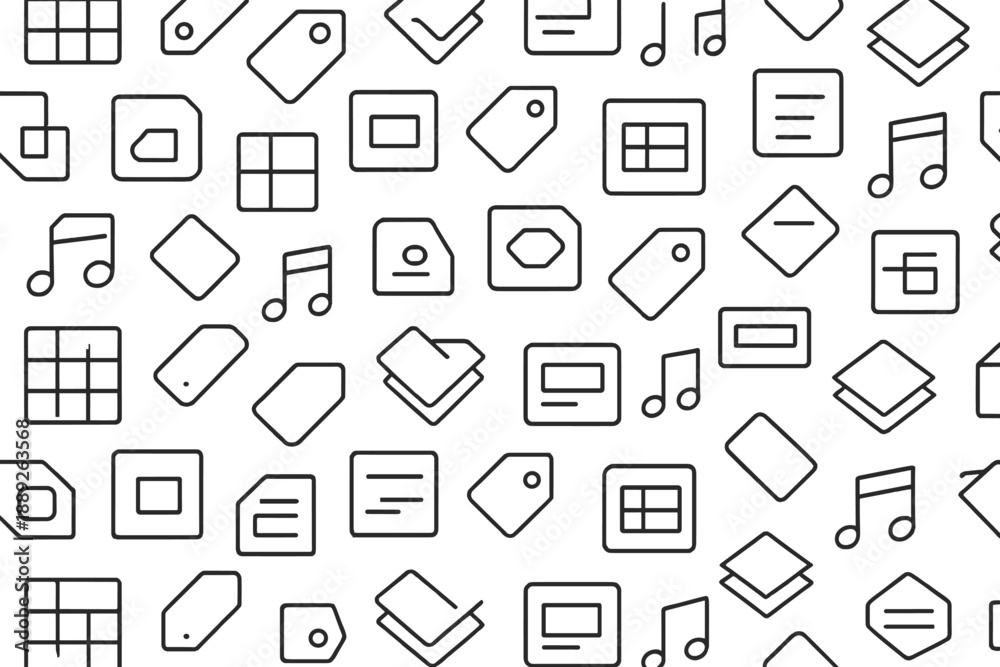Obraz premium Lines and shapes create a pattern of symbols in a repeated design suitable for backgrounds or graphics in creative projects