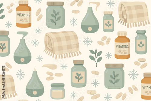 Wellness products and natural items displayed on a light background during a creative design session or market preparation