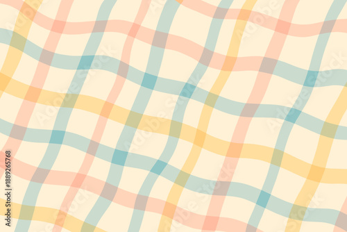 Bright and colorful plaid pattern with soft lines and curves creating a cheerful design for various uses