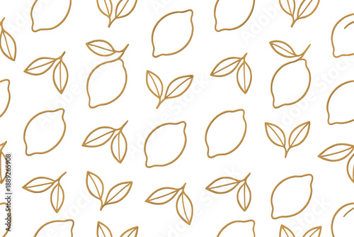 Lemons and leaves pattern on a white background suitable for various design projects and crafts