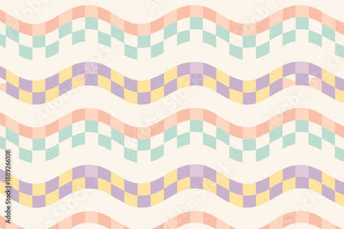 Colorful wavy pattern with checkered design suitable for various uses in art and design projects
