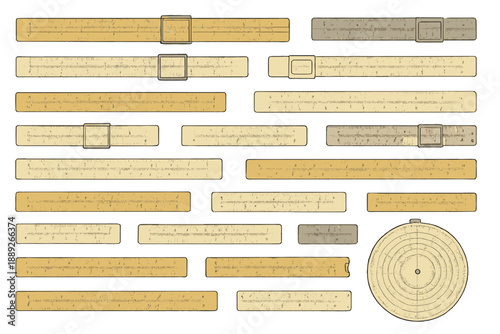 Various types of rulers and measuring tools arranged on a flat surface for educational purposes and design projects