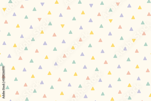 Pattern of small colorful triangles on a light background with various pastel shades arranged in a neat layout