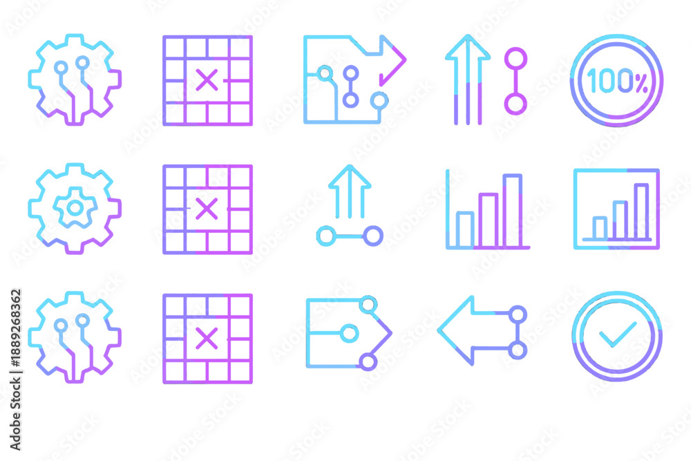 Fototapeta premium Design elements show various icons related to data visualization and technology trends for digital graphics