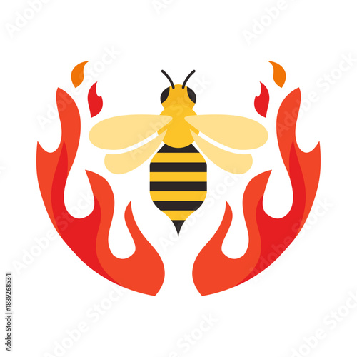 Hot Honey Concept with Bee and Flame Illustration