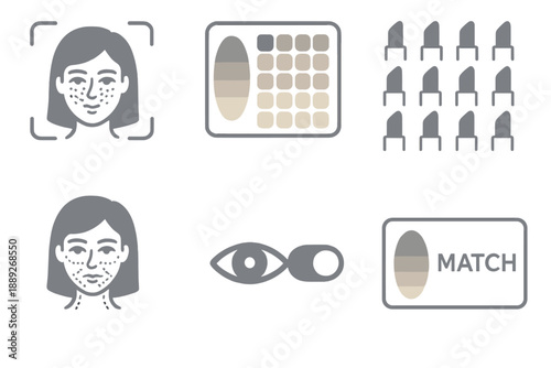 Facial recognition and color matching for cosmetic products in a digital application used to enhance beauty
