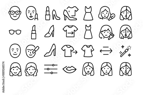 Icons representing beauty, fashion, and personal care in a simple design