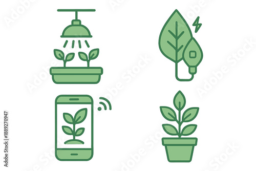 Growing plants with smart technology using light, sensors, and mobile devices in modern gardening setup