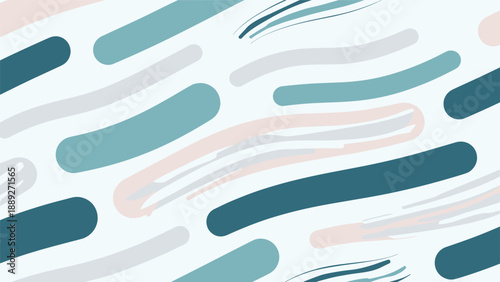 Abstract seamless pattern of hand-painted brush strokes in soothing pastel colors like blue, teal, and pink on a light background.