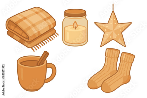 Cozy items for a warm evening at home during the winter season